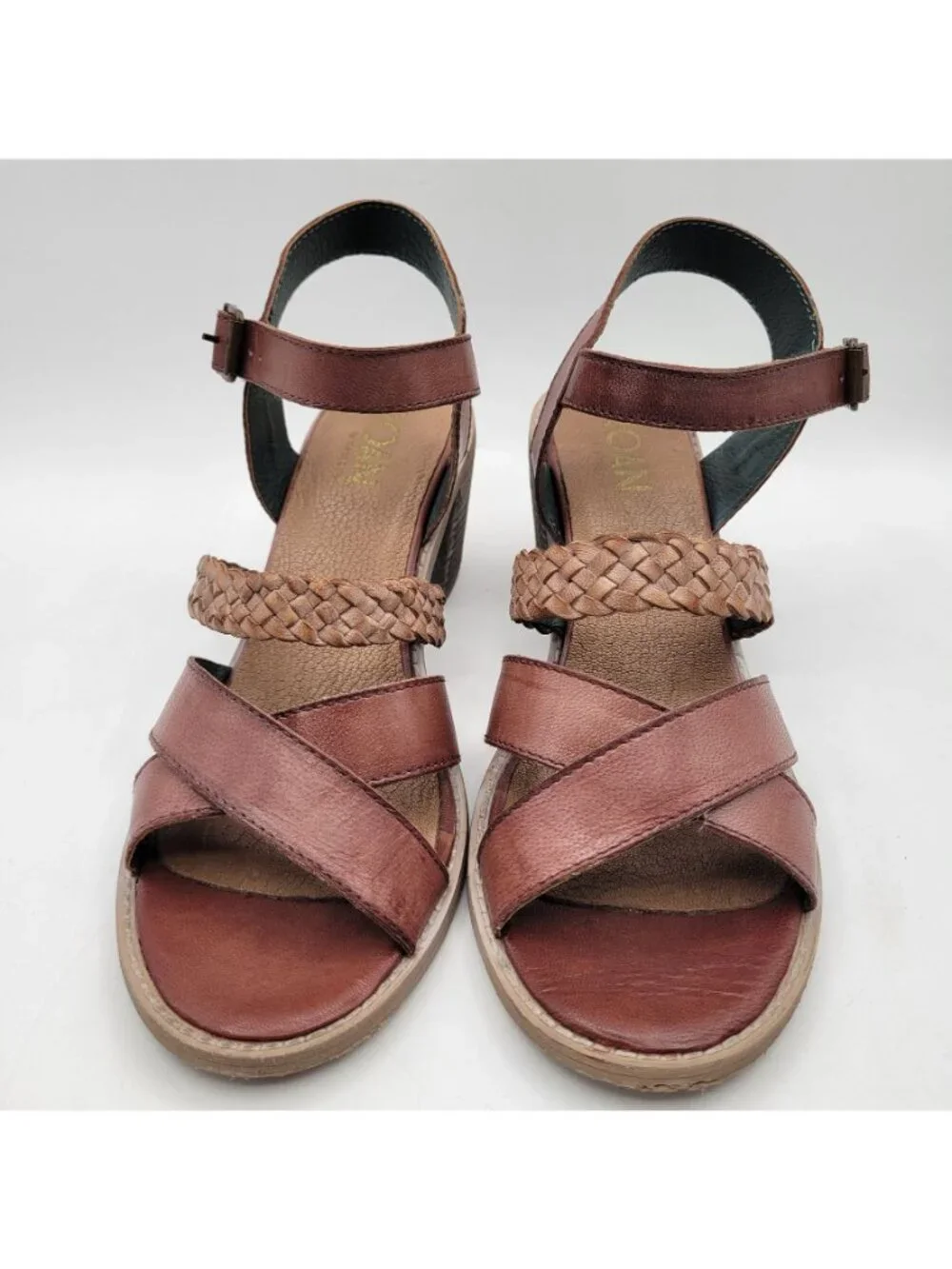 Women’s Brown Leather Block Heel Sandals